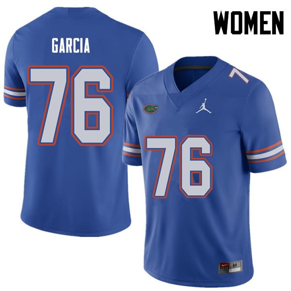 Women's NCAA Florida Gators Max Garcia #76 Stitched Authentic Jordan Brand Royal College Football Jersey VRS6665JV